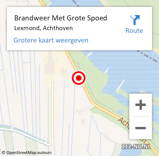 Locatie op kaart van de 112 melding: Brandweer Met Grote Spoed Naar Lexmond, Achthoven op 16 februari 2018 20:47