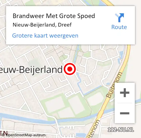 Locatie op kaart van de 112 melding: Brandweer Met Grote Spoed Naar Nieuw-Beijerland, Dreef op 16 februari 2018 21:48