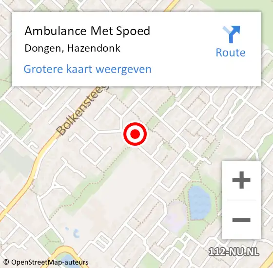 Locatie op kaart van de 112 melding: Ambulance Met Spoed Naar Dongen, Hazendonk op 16 februari 2018 23:00