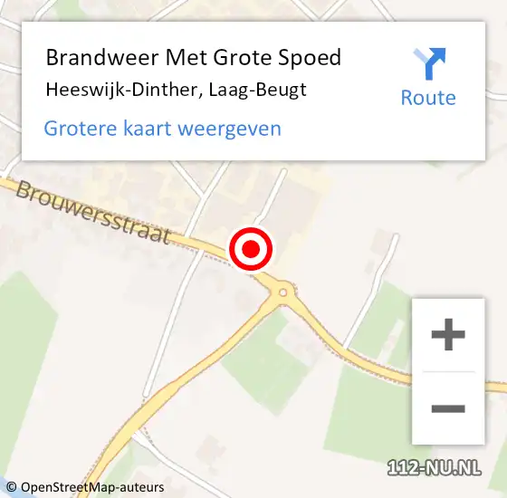 Locatie op kaart van de 112 melding: Brandweer Met Grote Spoed Naar Heeswijk-Dinther, Laag-Beugt op 16 februari 2018 23:35