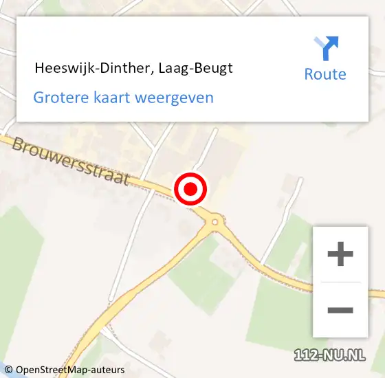 Locatie op kaart van de 112 melding:  Heeswijk-Dinther, Laag-Beugt op 16 februari 2018 23:35