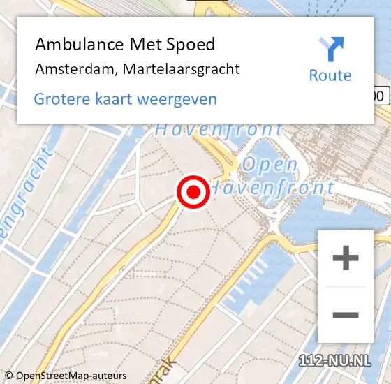 Locatie op kaart van de 112 melding: Ambulance Met Spoed Naar Amsterdam, Martelaarsgracht op 17 februari 2018 00:20