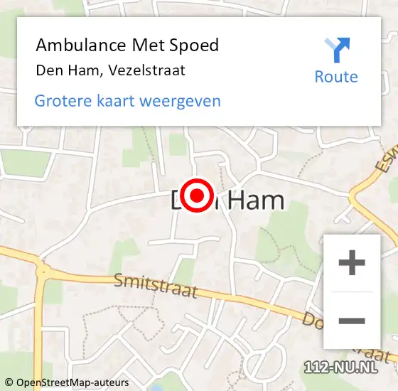 Locatie op kaart van de 112 melding: Ambulance Met Spoed Naar Den Ham, Vezelstraat op 17 februari 2018 01:07