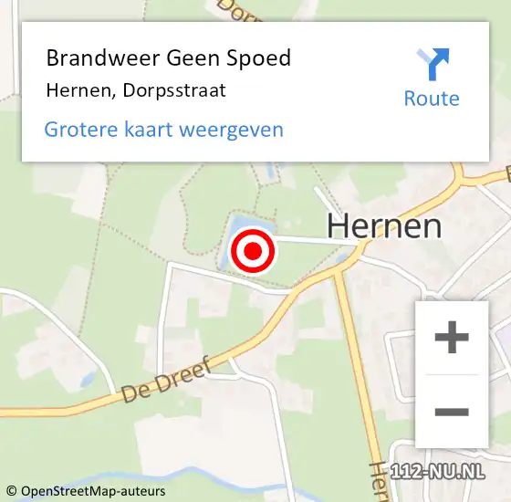 Locatie op kaart van de 112 melding: Brandweer Geen Spoed Naar Hernen, Dorpsstraat op 17 februari 2018 01:24