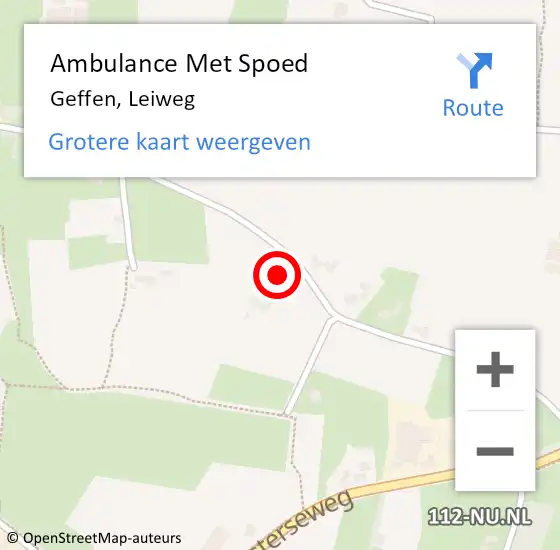 Locatie op kaart van de 112 melding: Ambulance Met Spoed Naar Geffen, Leiweg op 17 februari 2018 01:33