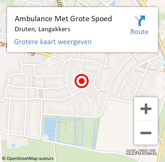 Locatie op kaart van de 112 melding: Ambulance Met Grote Spoed Naar Druten, Langakkers op 17 februari 2018 01:44