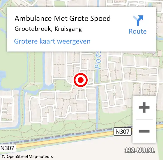 Locatie op kaart van de 112 melding: Ambulance Met Grote Spoed Naar Grootebroek, Kruisgang op 17 februari 2018 02:33