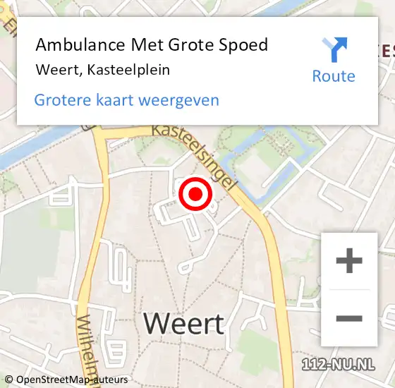 Locatie op kaart van de 112 melding: Ambulance Met Grote Spoed Naar Weert, Kasteelplein op 17 februari 2018 02:57