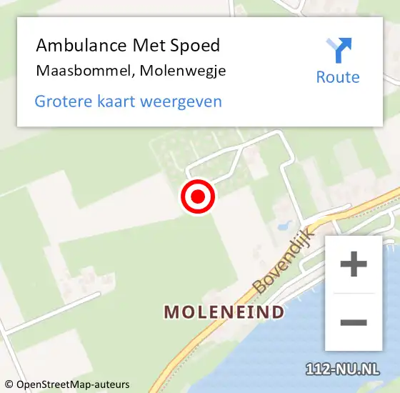 Locatie op kaart van de 112 melding: Ambulance Met Spoed Naar Maasbommel, Molenwegje op 17 februari 2018 02:57