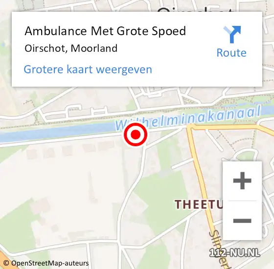 Locatie op kaart van de 112 melding: Ambulance Met Grote Spoed Naar Oirschot, Moorland op 17 februari 2018 02:59