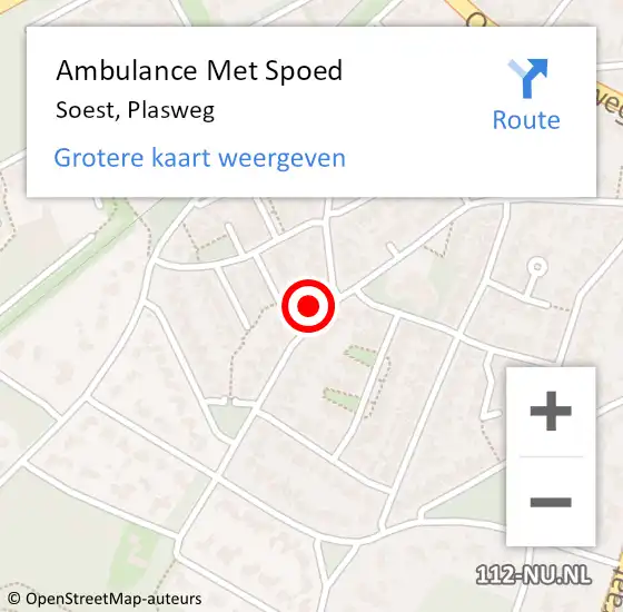 Locatie op kaart van de 112 melding: Ambulance Met Spoed Naar Soest, Plasweg op 17 februari 2018 04:22