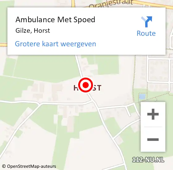 Locatie op kaart van de 112 melding: Ambulance Met Spoed Naar Gilze, Horst op 17 februari 2018 06:10