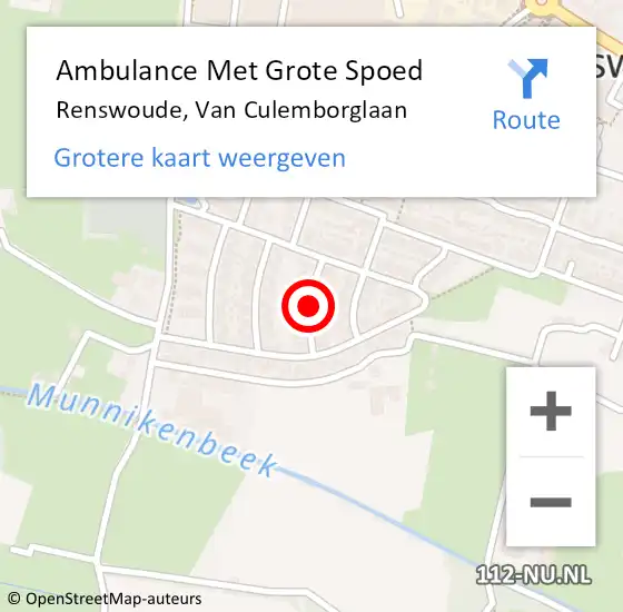 Locatie op kaart van de 112 melding: Ambulance Met Grote Spoed Naar Renswoude, Van Culemborglaan op 17 februari 2018 06:30