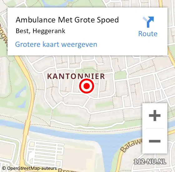 Locatie op kaart van de 112 melding: Ambulance Met Grote Spoed Naar Best, Heggerank op 17 februari 2018 07:05