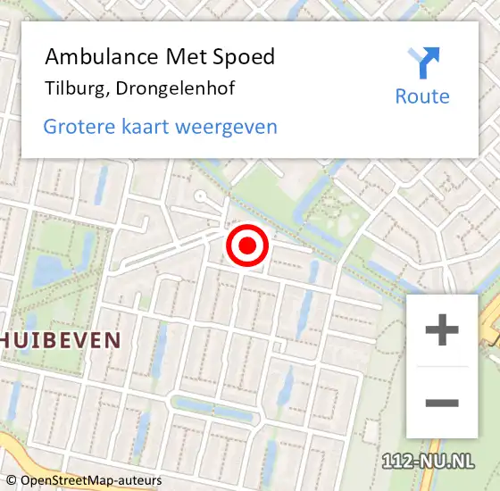 Locatie op kaart van de 112 melding: Ambulance Met Spoed Naar Tilburg, Drongelenhof op 17 februari 2018 07:19