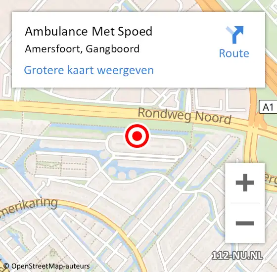 Locatie op kaart van de 112 melding: Ambulance Met Spoed Naar Amersfoort, Gangboord op 17 februari 2018 07:29