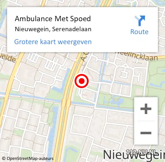 Locatie op kaart van de 112 melding: Ambulance Met Spoed Naar Nieuwegein, Serenadelaan op 17 februari 2018 07:37