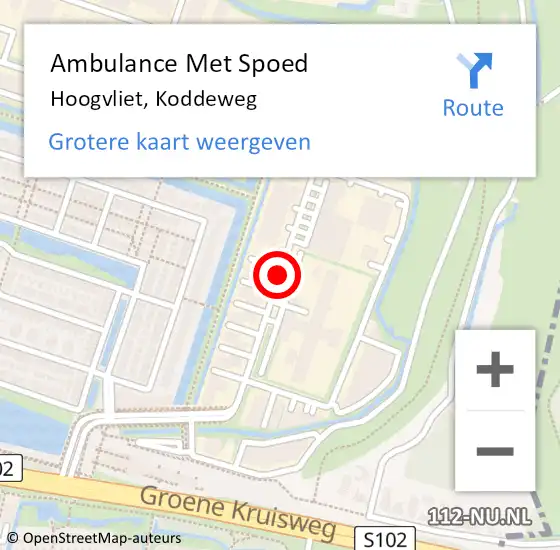 Locatie op kaart van de 112 melding: Ambulance Met Spoed Naar Hoogvliet, Koddeweg op 17 februari 2018 07:51