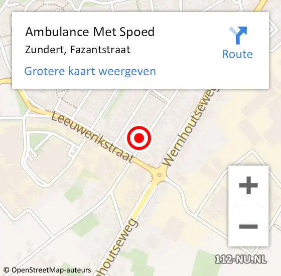 Locatie op kaart van de 112 melding: Ambulance Met Spoed Naar Zundert, Fazantstraat op 17 februari 2018 08:17