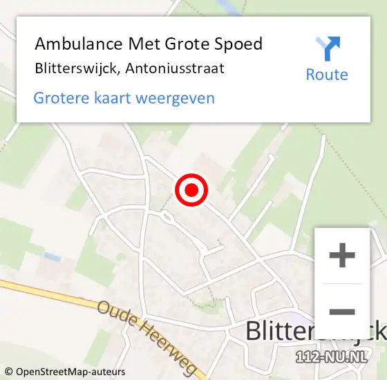 Locatie op kaart van de 112 melding: Ambulance Met Grote Spoed Naar Blitterswijck, Antoniusstraat op 17 februari 2018 08:28