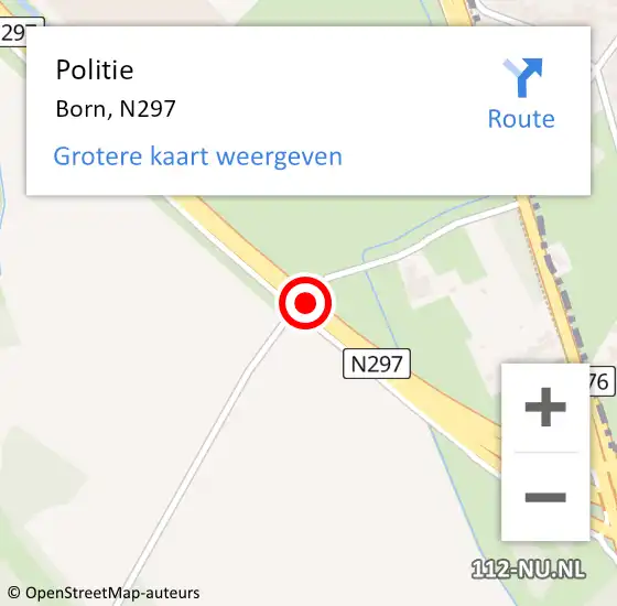 Locatie op kaart van de 112 melding: Politie Born, N297 op 17 februari 2018 09:10