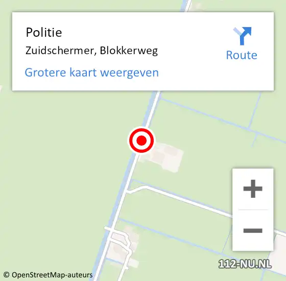 Locatie op kaart van de 112 melding: Politie Zuidschermer, Blokkerweg op 17 februari 2018 09:30