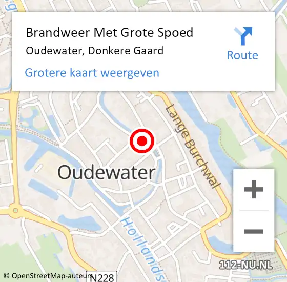 Locatie op kaart van de 112 melding: Brandweer Met Grote Spoed Naar Oudewater, Donkere Gaard op 17 februari 2018 10:07