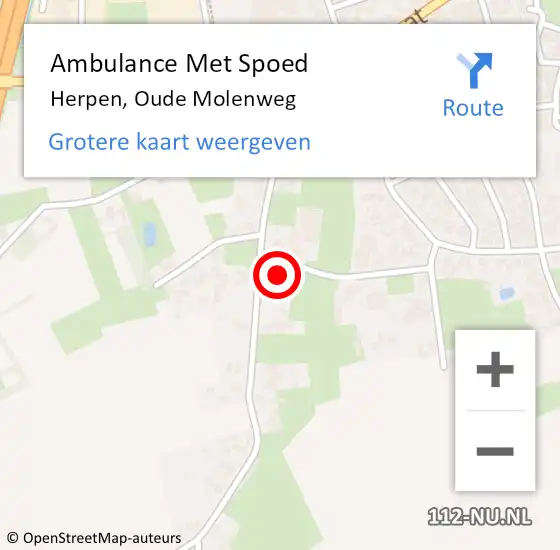 Locatie op kaart van de 112 melding: Ambulance Met Spoed Naar Herpen, Oude Molenweg op 17 februari 2018 10:19