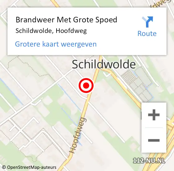 Locatie op kaart van de 112 melding: Brandweer Met Grote Spoed Naar Schildwolde, Hoofdweg op 17 februari 2018 10:32