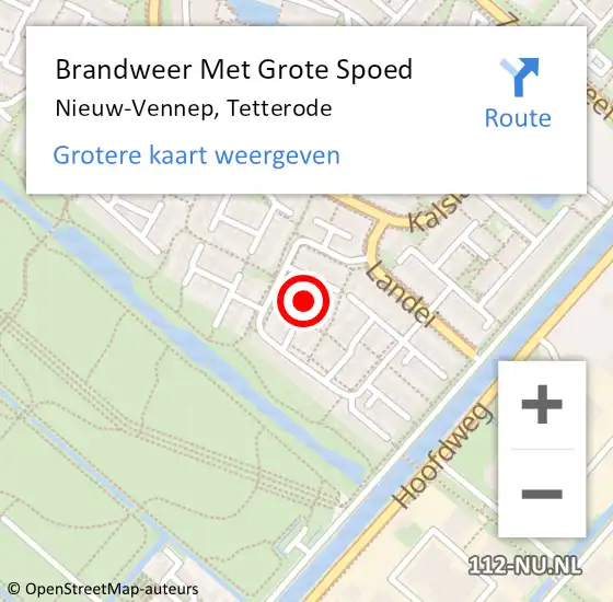 Locatie op kaart van de 112 melding: Brandweer Met Grote Spoed Naar Nieuw-Vennep, Tetterode op 17 februari 2018 11:03