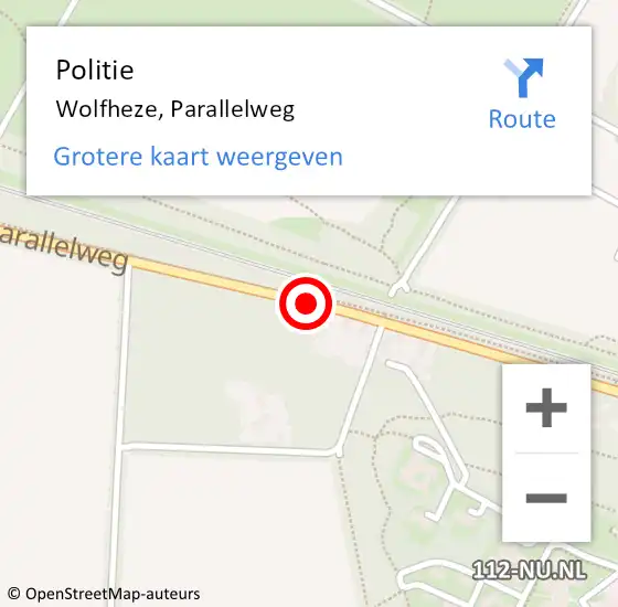 Locatie op kaart van de 112 melding: Politie Wolfheze, Parallelweg op 17 februari 2018 11:33