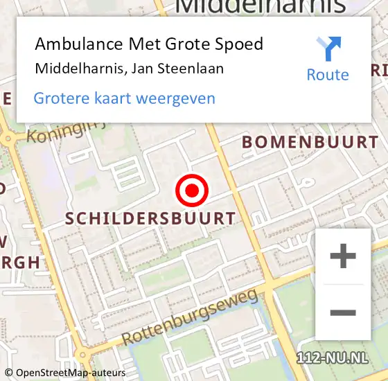 Locatie op kaart van de 112 melding: Ambulance Met Grote Spoed Naar Middelharnis, Jan Steenlaan op 17 februari 2018 12:10