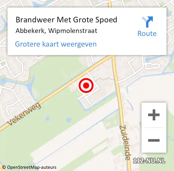 Locatie op kaart van de 112 melding: Brandweer Met Grote Spoed Naar Abbekerk, Wipmolenstraat op 17 februari 2018 12:16