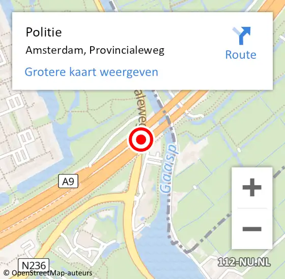 Locatie op kaart van de 112 melding: Politie Amsterdam, Provincialeweg op 17 februari 2018 13:05
