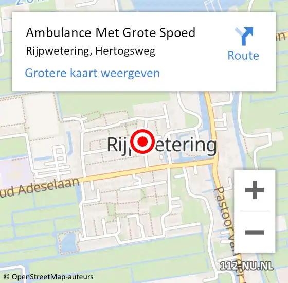 Locatie op kaart van de 112 melding: Ambulance Met Grote Spoed Naar Rijpwetering, Hertogsweg op 17 februari 2018 13:06