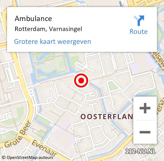 Locatie op kaart van de 112 melding: Ambulance Rotterdam, Varnasingel op 17 februari 2018 13:36
