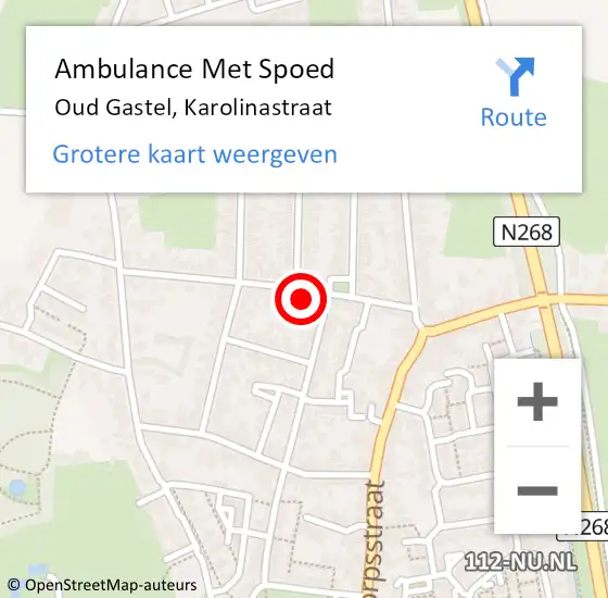 Locatie op kaart van de 112 melding: Ambulance Met Spoed Naar Oud Gastel, Karolinastraat op 17 februari 2018 13:40