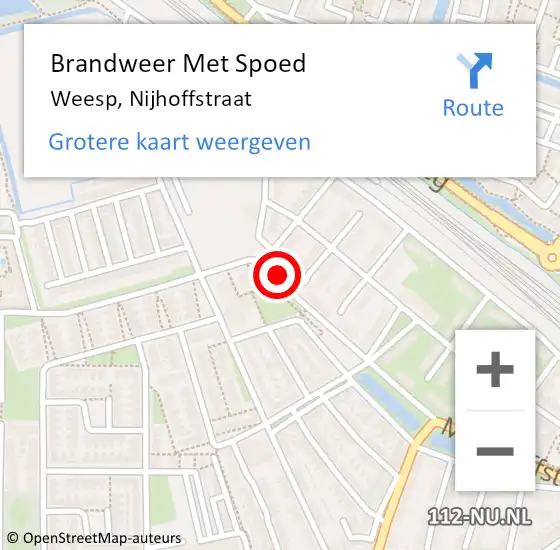 Locatie op kaart van de 112 melding: Brandweer Met Spoed Naar Weesp, Nijhoffstraat op 17 februari 2018 13:54