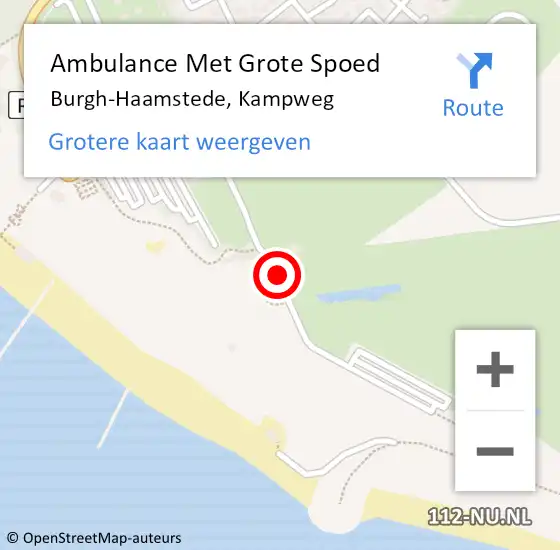 Locatie op kaart van de 112 melding: Ambulance Met Grote Spoed Naar Burgh-Haamstede, Kampweg op 17 februari 2018 13:55