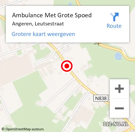 Locatie op kaart van de 112 melding: Ambulance Met Grote Spoed Naar Angeren, Leutsestraat op 17 februari 2018 13:59