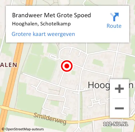 Locatie op kaart van de 112 melding: Brandweer Met Grote Spoed Naar Hooghalen, Schotelkamp op 17 februari 2018 14:07