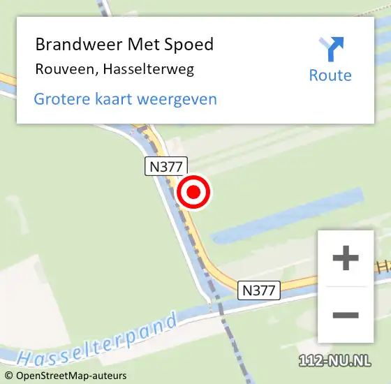 Locatie op kaart van de 112 melding: Brandweer Met Spoed Naar Rouveen, Hasselterweg op 17 februari 2018 14:08