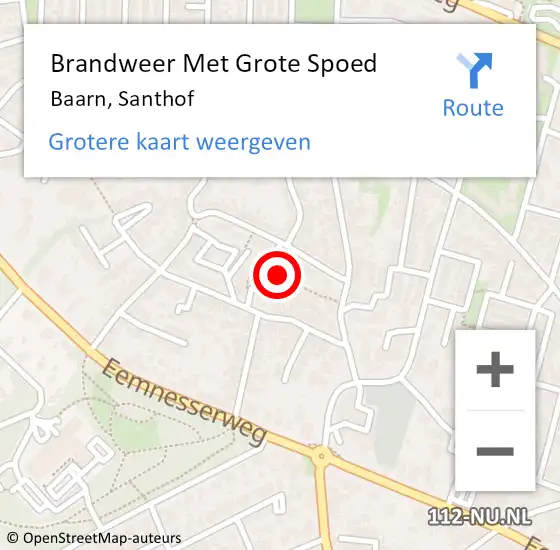 Locatie op kaart van de 112 melding: Brandweer Met Grote Spoed Naar Baarn, Santhof op 17 februari 2018 14:14