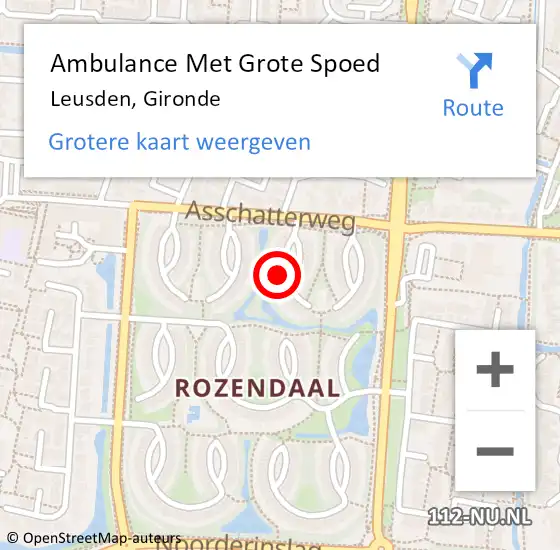 Locatie op kaart van de 112 melding: Ambulance Met Grote Spoed Naar Leusden, Gironde op 17 februari 2018 14:22