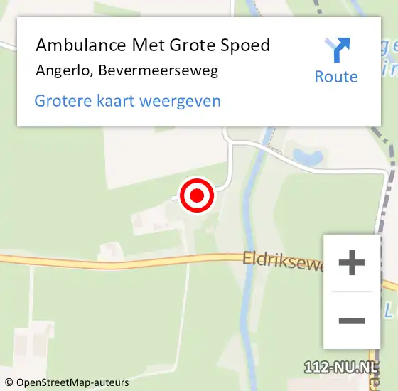 Locatie op kaart van de 112 melding: Ambulance Met Grote Spoed Naar Angerlo, Bevermeerseweg op 17 februari 2018 14:22