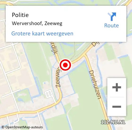 Locatie op kaart van de 112 melding: Politie Wervershoof, Zeeweg op 17 februari 2018 14:59