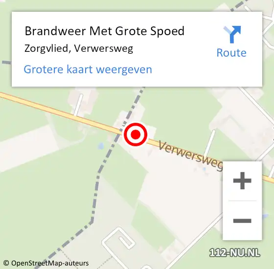 Locatie op kaart van de 112 melding: Brandweer Met Grote Spoed Naar Zorgvlied, Verwersweg op 17 februari 2018 15:23