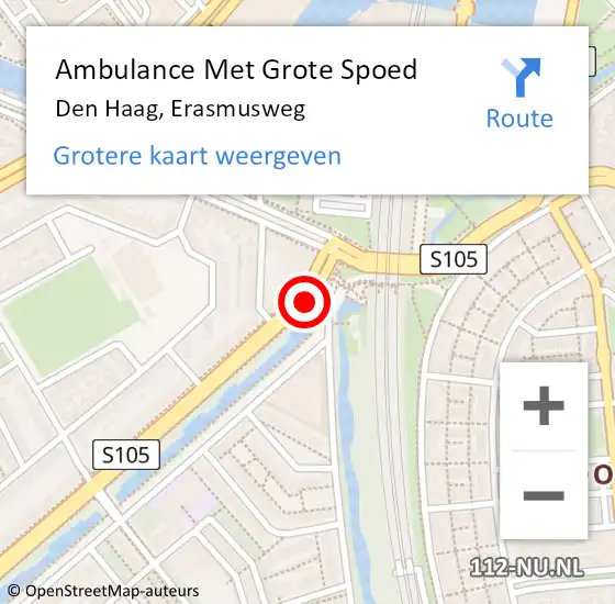 Locatie op kaart van de 112 melding: Ambulance Met Grote Spoed Naar Den Haag, Erasmusweg op 17 februari 2018 15:31