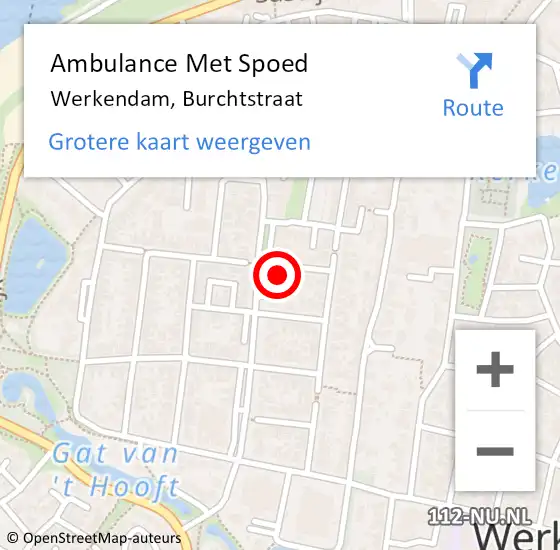 Locatie op kaart van de 112 melding: Ambulance Met Spoed Naar Werkendam, Burchtstraat op 17 februari 2018 15:45