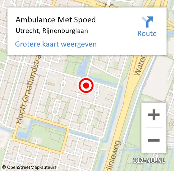 Locatie op kaart van de 112 melding: Ambulance Met Spoed Naar Utrecht, Rijnenburglaan op 17 februari 2018 16:02